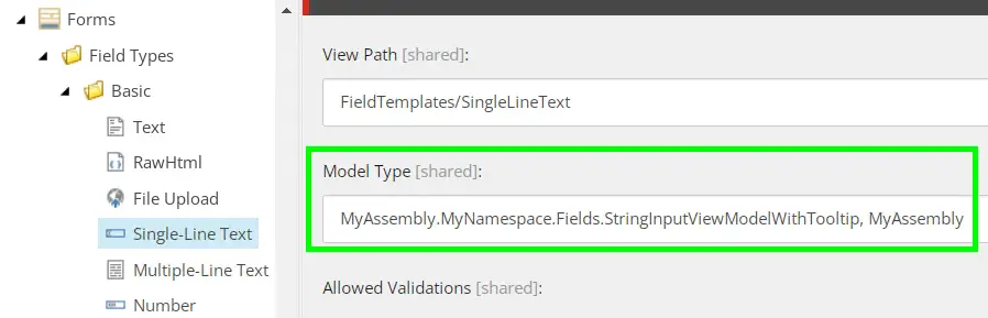 sitecore forms tooltips - single line text model type