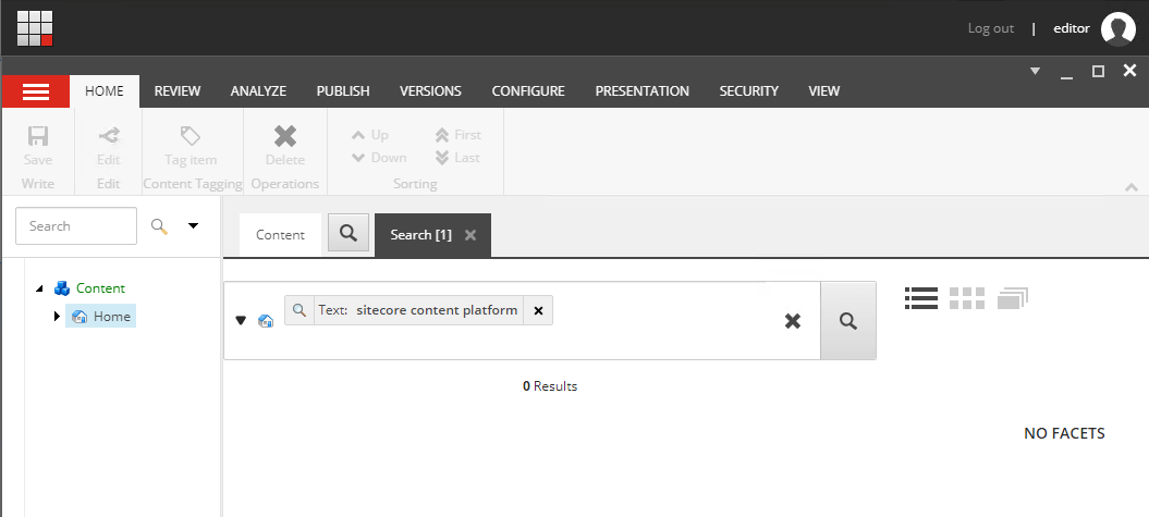 sitecore content editor search - solr query