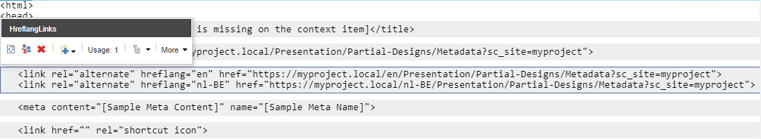 sitecore hreflang links on metadata partial design