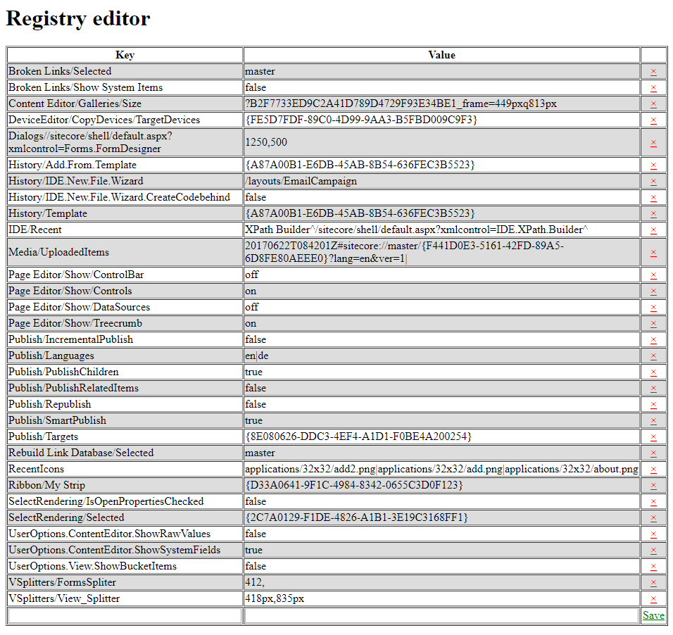 sitecore registry editor