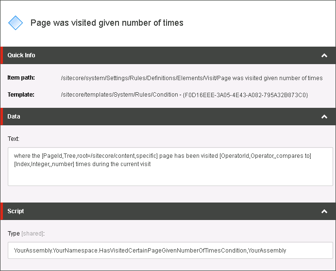 sitecore rules engine user has visited certain page given number of times during current visit condition